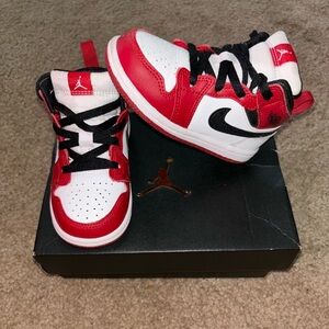 Jordan 1 Mid (TD) White/Gym Red/Black Toddler